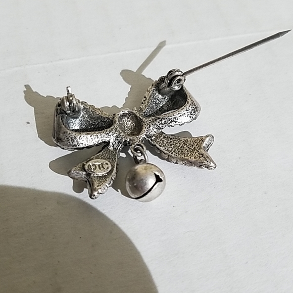 Tc Christmas bow brooch with bell 3t6 - Picture 4 of 4